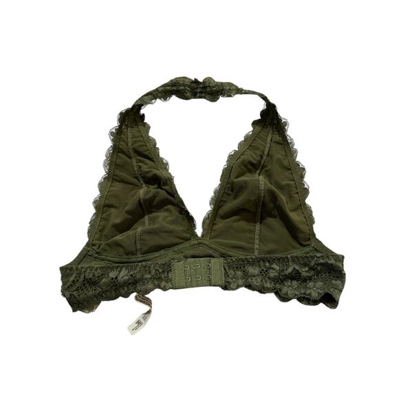 Free People Intimately Lace Halter Bralette Olive Green Size XS - Picture 3 of 5